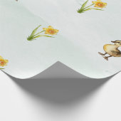 Schattigee pasteleenden en narcissen cadeaupapier (Hoek)