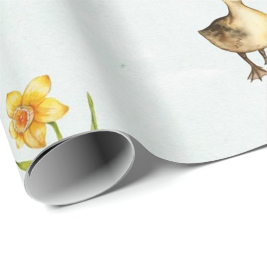 Schattigee pasteleenden en narcissen cadeaupapier (Rol Hoek)