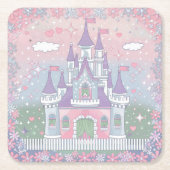 Schattigee pastelkasteel Onderzetter set (Voorkant)
