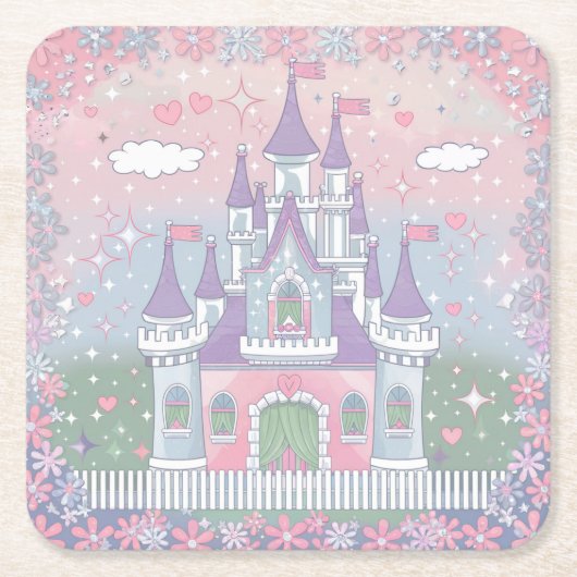 Schattigee pastelkasteel Onderzetter set (Voorkant)