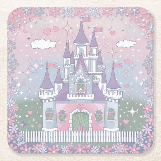 Schattigee pastelkasteel Onderzetter set (Voorkant)