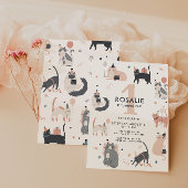 Schattigee pastelkat meisjes eerste verjaardagsuit kaart