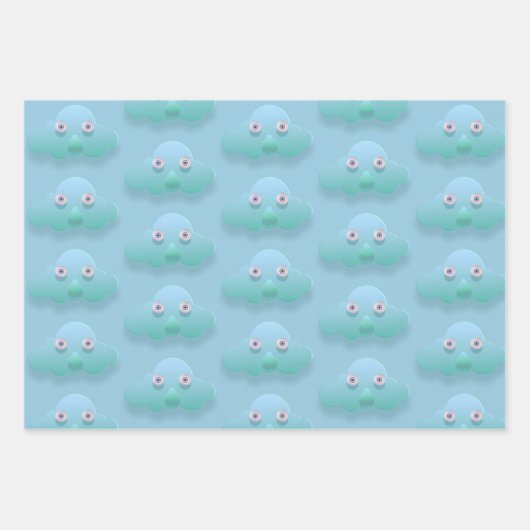 Schattigee pastelkleur bewolkt ontwerp inpakpapier vel (Voorkant 3)