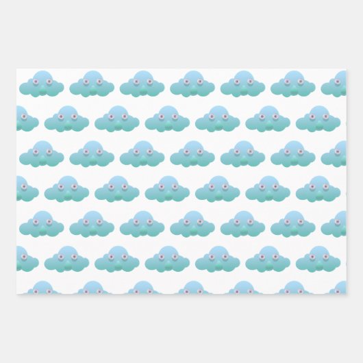 Schattigee pastelkleur bewolkt ontwerp inpakpapier vel (Voorkant 2)