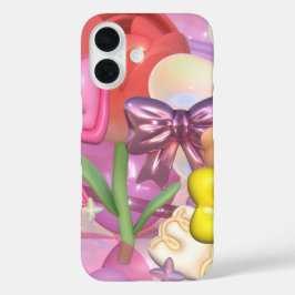 Schattigee pastelkleuren bubbelige Stickers iPhone 16 Hoesje