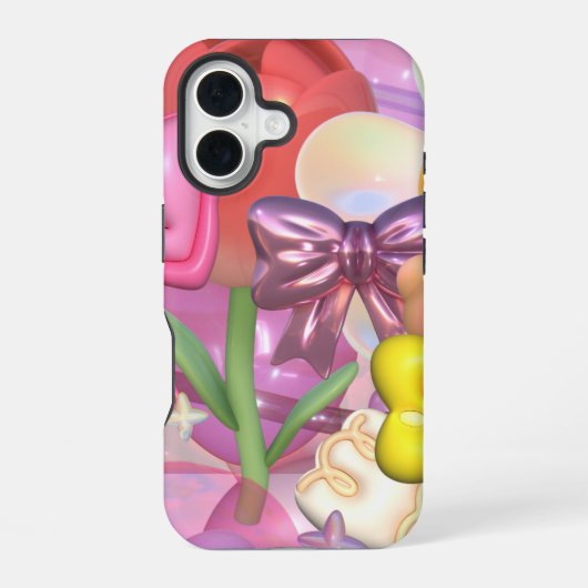 Schattigee pastelkleuren bubbelige Stickers iPhone 16 Hoesje (Achterkant)