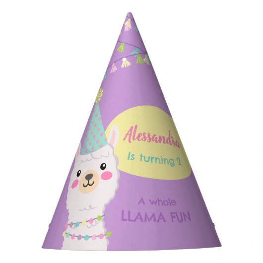 SCHATTIGEE PASTELKLEUREN LLAMA VERJAARDAG FEESTHOEDJES (Voorkant)