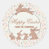 Schattigee pastelkonijnenlente bloeit vrolijk Pase Ronde Sticker (Voorkant)