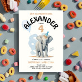 Schattigee Pastelolifant Safari Zoo Boy Waterverf Kaart