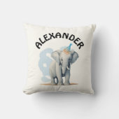 Schattigee pastelpartij olifant en naam Waterverf Kussen (Voorkant)