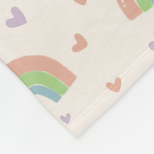 Schattigee pastelregenboog en hartenpatroon fleece deken