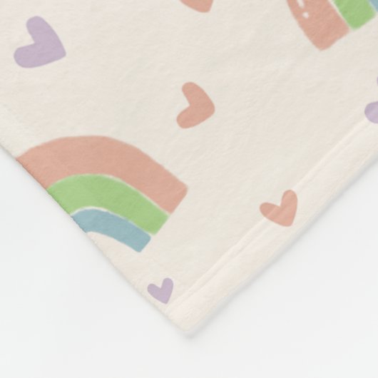 Schattigee pastelregenboog en hartenpatroon fleece deken (Hoek)