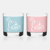 Schattigee pastels Happy Easter Bunny Ears roze en Whisky Glas (Voorkant)