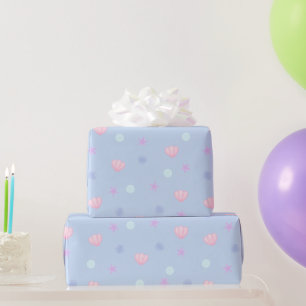 Schattigee pastelschelpen en parels in Periwinkle Cadeaupapier