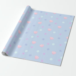 Schattigee pastelschelpen en parels in Periwinkle Cadeaupapier