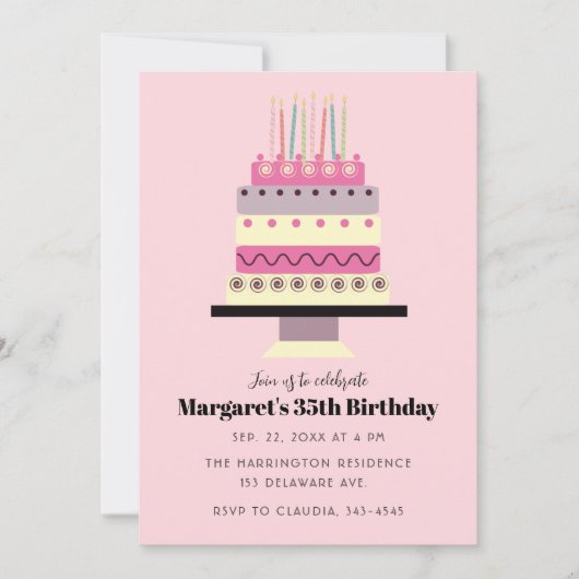 Schattigee pasteltaart Retro-geïnspireerde Verjaar Kaart (Voorkant)