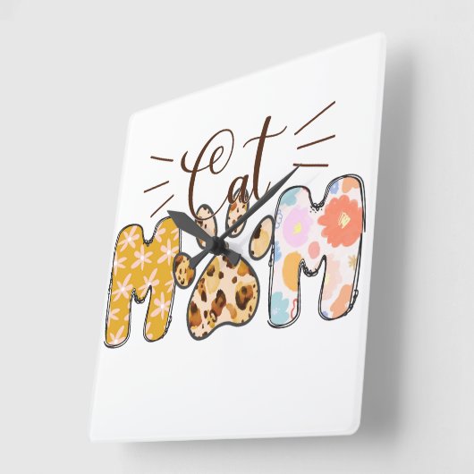 SCHATTIGEE PATCH PATTERNED CAT MOM GEZEGDE VIERKANTE KLOK (Hoek)