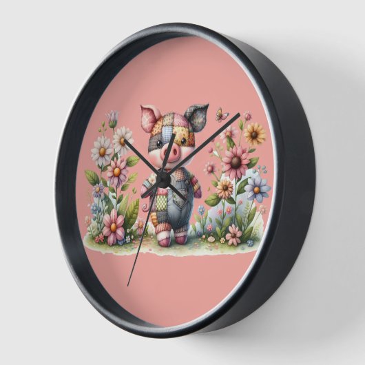 Schattigee patchwork biggetje in bloementuin (Hoek)