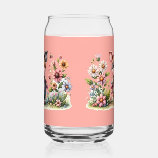 Schattigee patchwork biggetje in bloementuin blikvorm glas (Rechts)