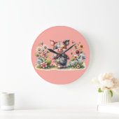 Schattigee patchwork biggetje in bloementuin grote klok (Huis)