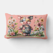 Schattigee patchwork biggetje in bloementuin kussen (Voorkant)