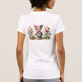Schattigee patchwork biggetje in bloementuin t-shirt (Achterkant)