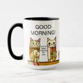 Schattigee Patchwork Cat Good Morning Coffee Mok (Links)