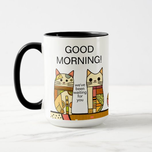 Schattigee Patchwork Cat Good Morning Coffee Mok (Links)