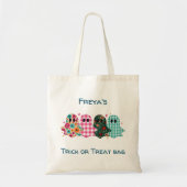 Schattigee Patchwork Ghost Halloween Trick or trea Tote Bag (Voorkant)