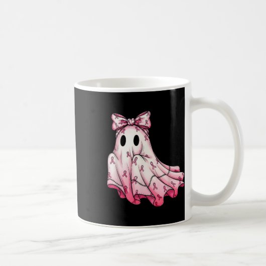 Schattigee Patchwork Ghost Pink Ribbon Borstkanker Koffiemok (Rechts)