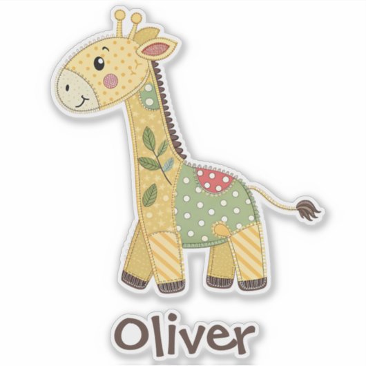 Schattigee patchwork-Giraffe Sticker (Voorkant)