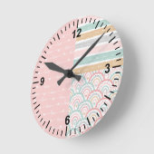 Schattigee Patchwork Hearts & Rainbows Pastel Wand Ronde Klok (Hoek)