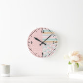 Schattigee Patchwork Hearts & Rainbows Pastel Wand Ronde Klok (Huis)