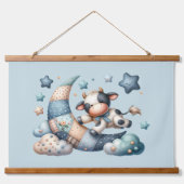 Schattigee Patchwork Koe Over Moon Met Stars Hangend Wandkleed (Voorkant)