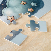 Schattigee Patchwork Koe Over Moon Met Stars Legpuzzel (Zijkant)