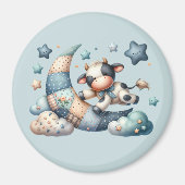 Schattigee Patchwork Koe Over Moon Met Stars Magneet (Voorkant)