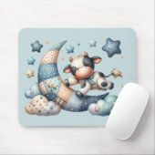 Schattigee Patchwork Koe Over Moon Met Stars Muismat (Met muis)
