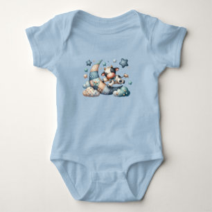 Schattigee Patchwork Koe Over Moon Met Stars Romper