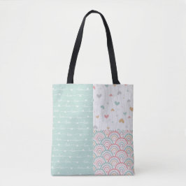 Schattigee Patchwork Liefde Harten Rainbows Canvas Tote Bag