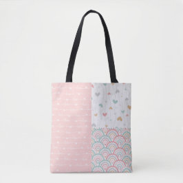 Schattigee Patchwork Liefde Harten Regenboog Canva Tote Bag
