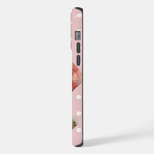 Schattigee Patchwork Puppy | Gepersonaliseerde roz iPhone Hoesje (Linkerkant)