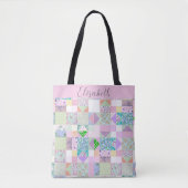Schattigee Patchwork Quilting Thema Kleurrijke Aan Tote Bag (Voorkant)