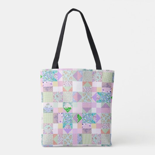 Schattigee Patchwork Quilting Thema Kleurrijke Aan Tote Bag (Achterkant)