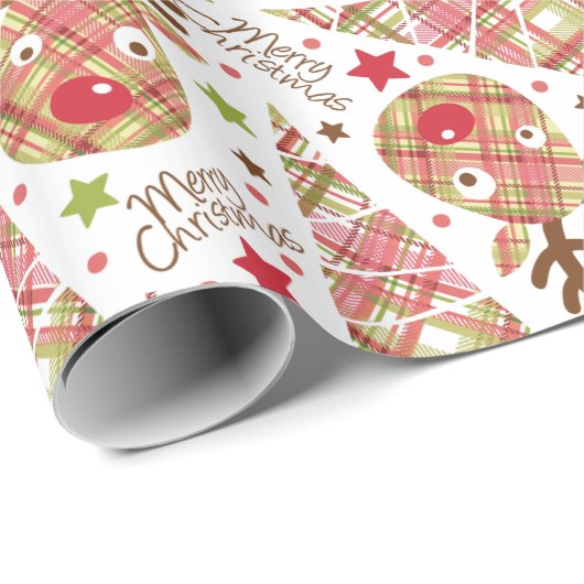 Schattigee Patchwork Vrolijk kerstfeest Cadeaupapier (Rol Hoek)