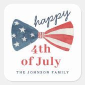 Schattigee Patriottische Amerikaanse Boog Happy 4t Vierkante Sticker (Voorkant)