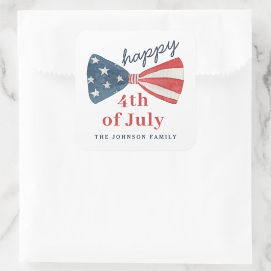 Schattigee Patriottische Amerikaanse Boog Happy 4t Vierkante Sticker (Tas)