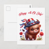 Schattigee patriottische buffel van juli briefkaart (Voorkant / Achterkant)
