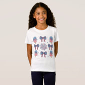 Schattigee Patriottische Coquette Bows Ice Cream 4 T-shirt (Voorkant volledig)