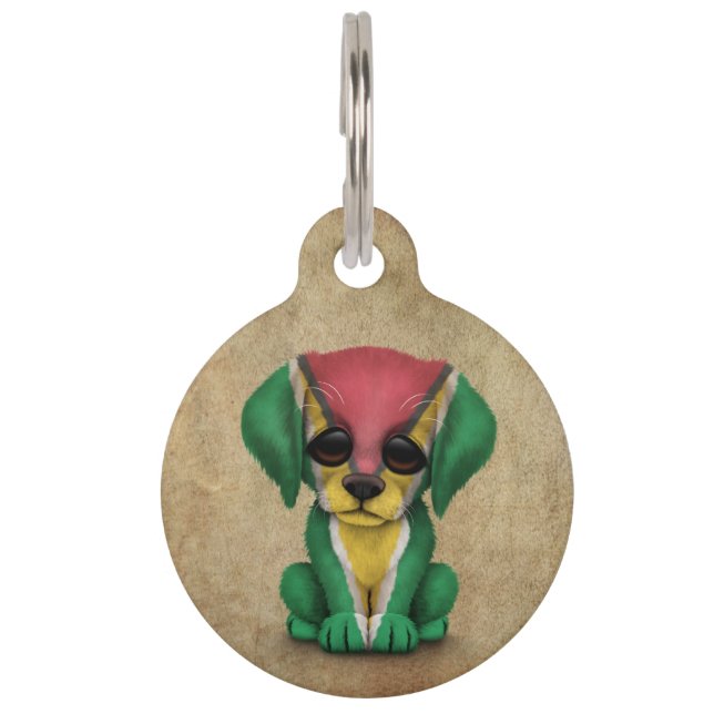 Schattigee patriottische Guyanese vlag puppy hond, Huisdierpenning (Voorkant)