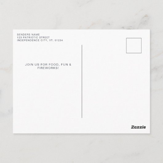 Schattigee Patriottische Highland Koe 4 juli Parti Briefkaart (Achterkant)